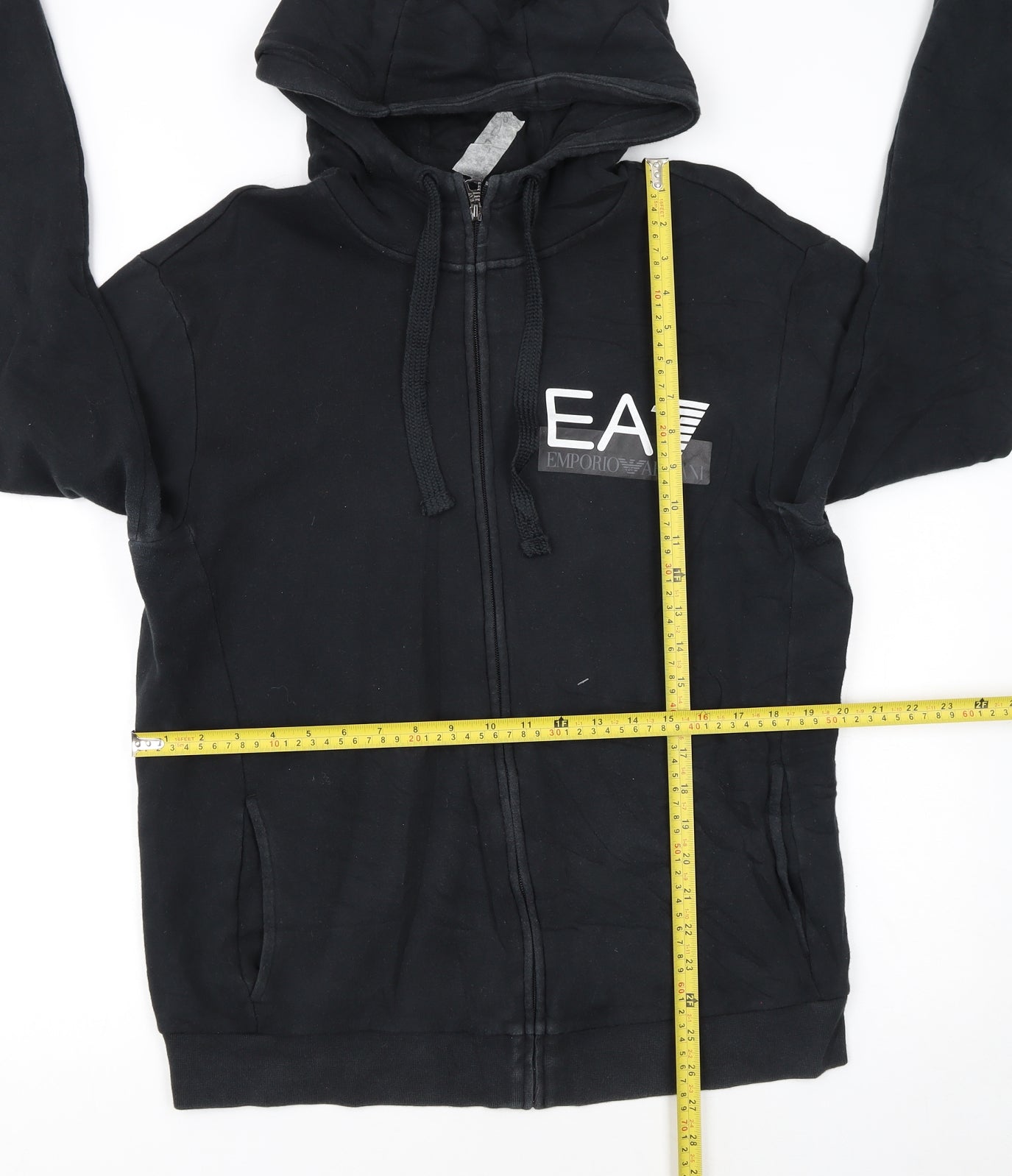 Emporio Armani Men’s Black Full Zip Hoodie XL Logo Designer Sweatshirt
