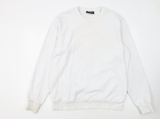 Diesel Men’s White XL Pullover Sweatshirt Crew Neck Logo Cotton