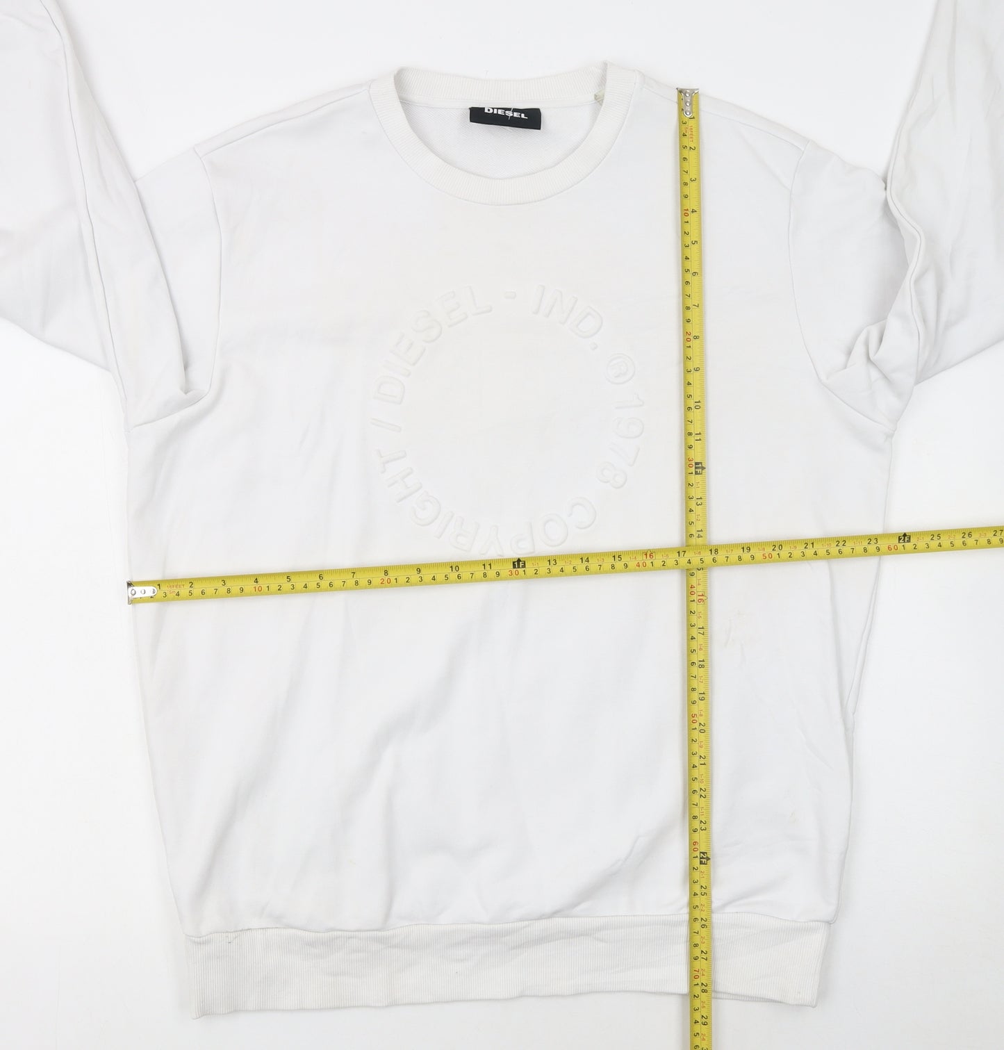Diesel Men’s White XL Pullover Sweatshirt Crew Neck Logo Cotton