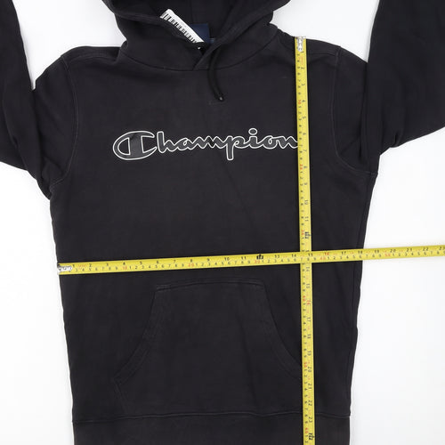 Champion Men's Black Pullover Hoodie Small Logo Fleece Sweatshirt