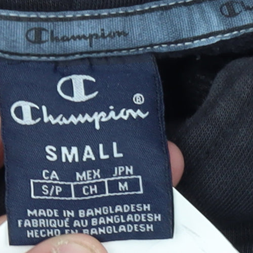 Champion Men's Black Pullover Hoodie Small Logo Fleece Sweatshirt