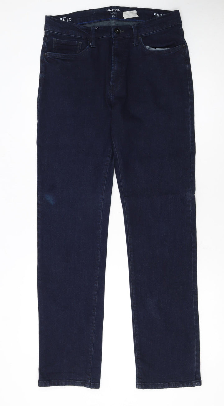 Nautica Men's Blue Straight Denim Jeans 32W x 32L Stretch Regular Fit