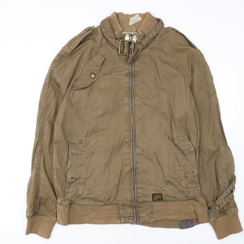 G-Star Men’s Beige Bomber Jacket XL Cotton Blend Casual Zip Up