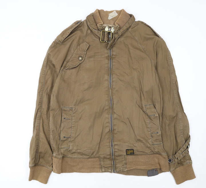 G-Star Men’s Beige Bomber Jacket XL Cotton Blend Casual Zip Up