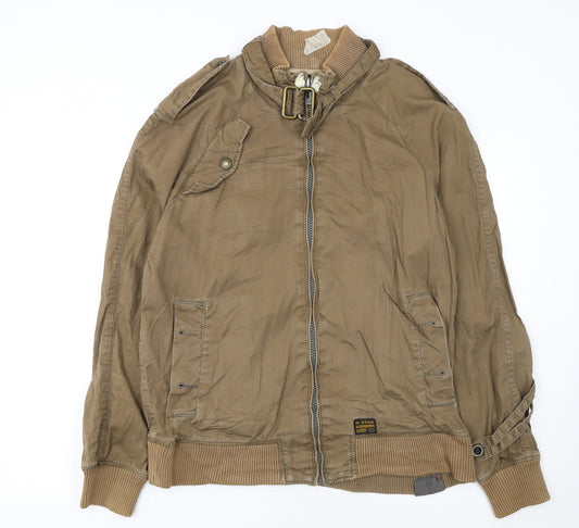 G-Star Men’s Beige Bomber Jacket XL Cotton Blend Casual Zip Up