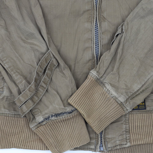 G-Star Men’s Beige Bomber Jacket XL Cotton Blend Casual Zip Up