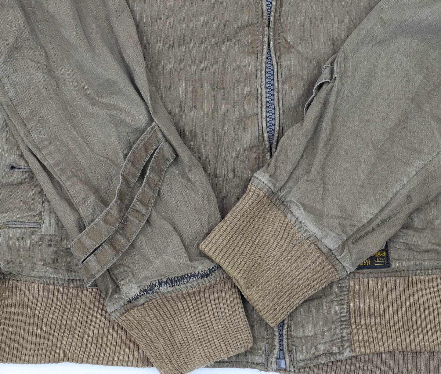 G-Star Men’s Beige Bomber Jacket XL Cotton Blend Casual Zip Up