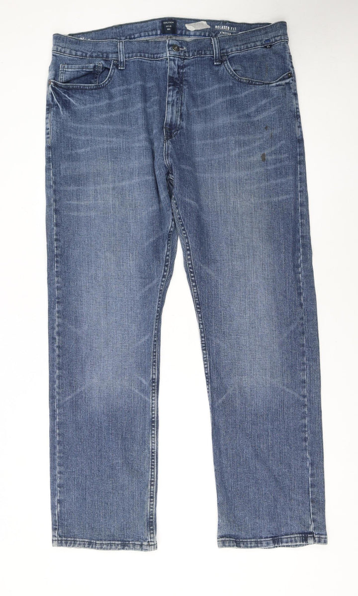 Nautica Men’s Blue Relaxed Fit Stretch Denim Jeans 40x32 Straight Leg
