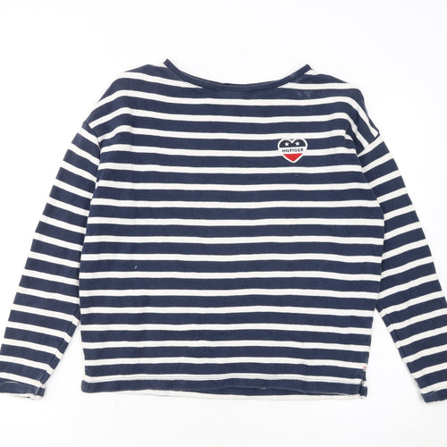 Tommy Hilfiger Girls Navy & White Striped Pullover Sweatshirt Size 152