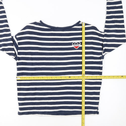 Tommy Hilfiger Girls Navy & White Striped Pullover Sweatshirt Size 152
