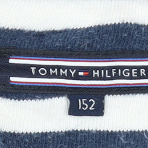 Tommy Hilfiger Girls Navy & White Striped Pullover Sweatshirt Size 152