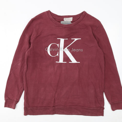 Calvin Klein Jeans Mens Red Logo Pullover Sweatshirt Size M