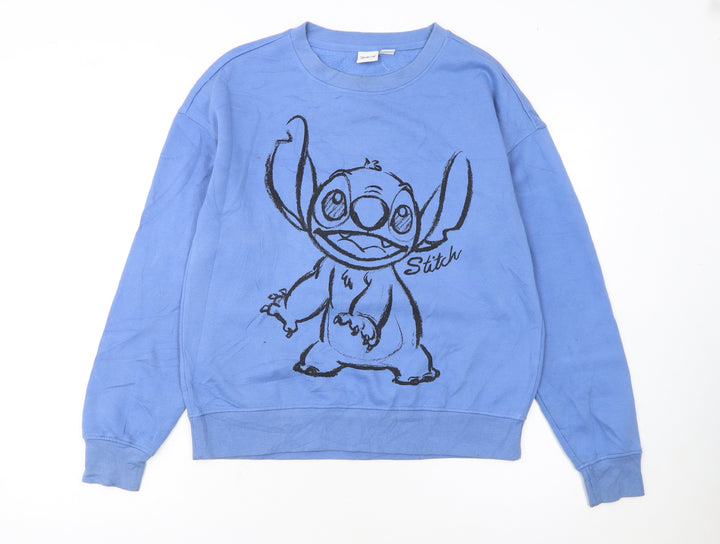 Disney Women Blue Stitch Sweatshirt XS Cotton Pullover