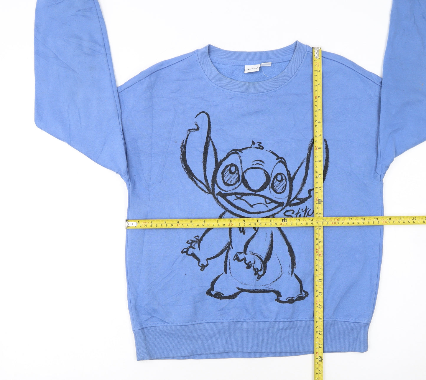 Disney Women Blue Stitch Sweatshirt XS Cotton Pullover