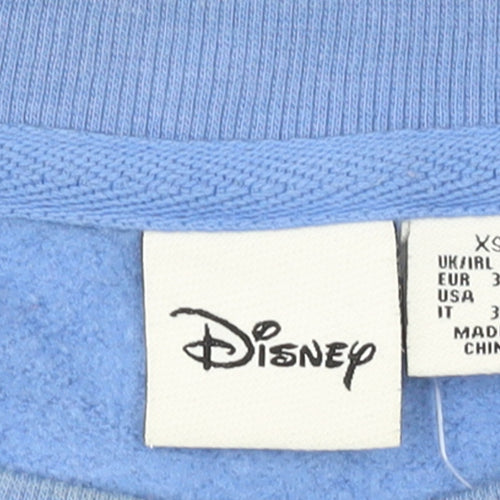 Disney Women Blue Stitch Sweatshirt XS Cotton Pullover