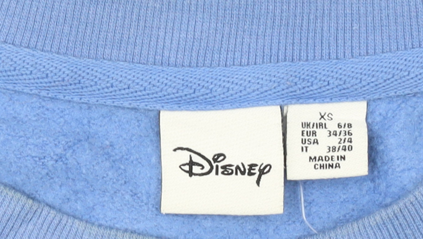 Disney Women Blue Stitch Sweatshirt XS Cotton Pullover
