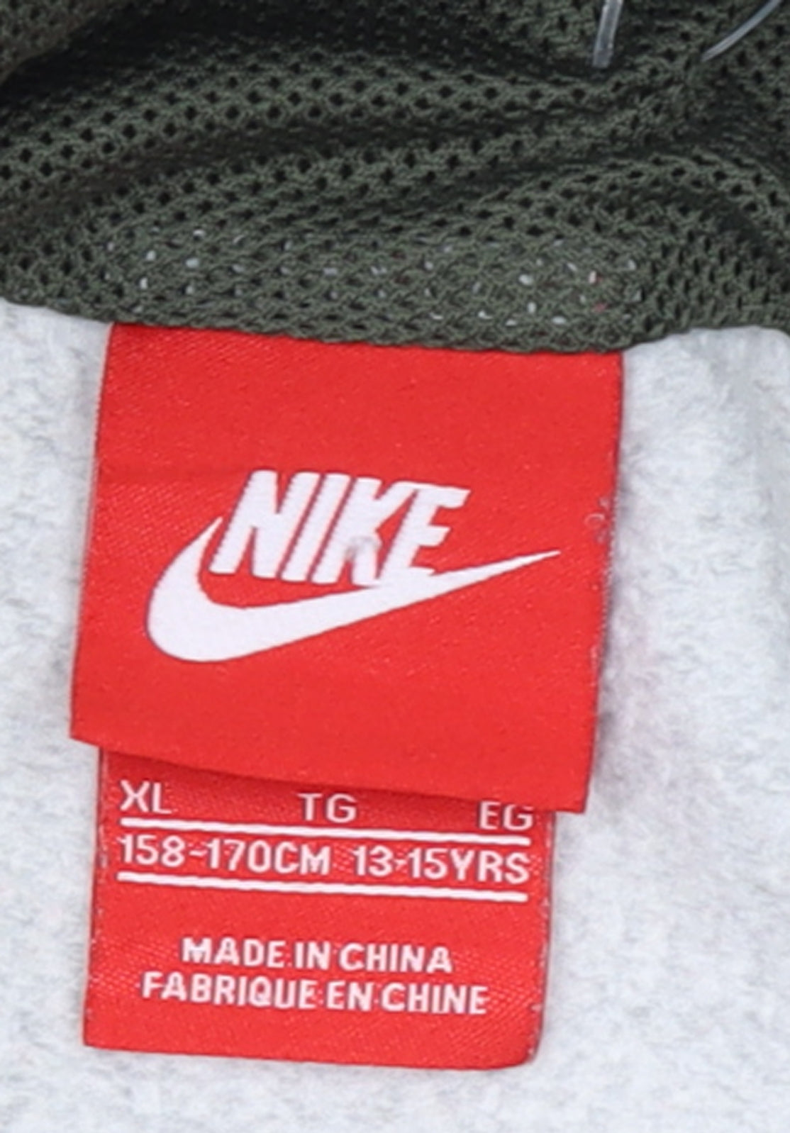 Nike Boys Grey Green Pullover Hoodie XL 13-15 Years Fleece Logo Sweatshirt