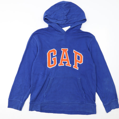 GAP Kids Boys Blue Pullover Hoodie Size 14-16 Cotton Blend Logo Sweatshirt