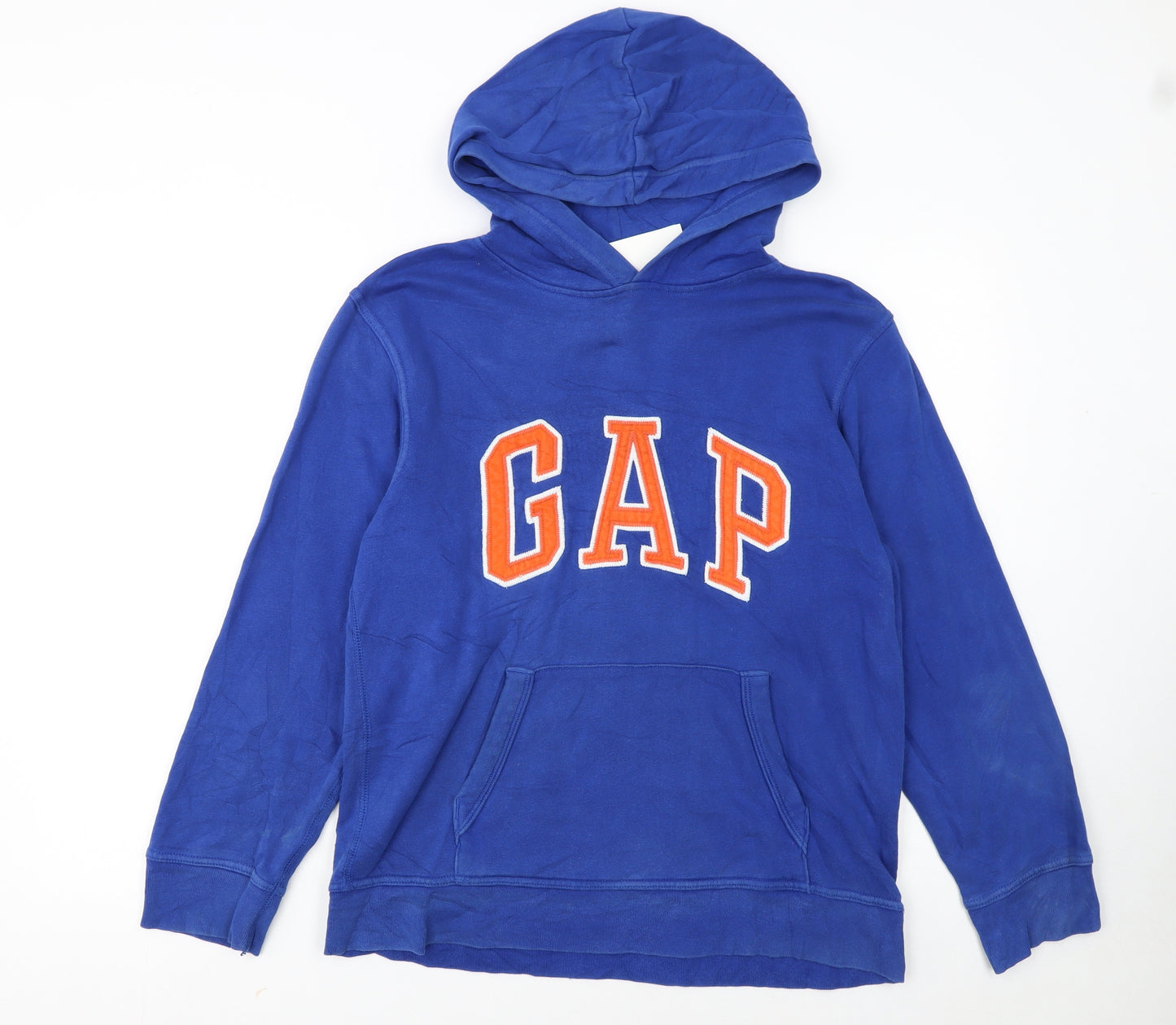 GAP Kids Boys Blue Pullover Hoodie Size 14-16 Cotton Blend Logo Sweatshirt