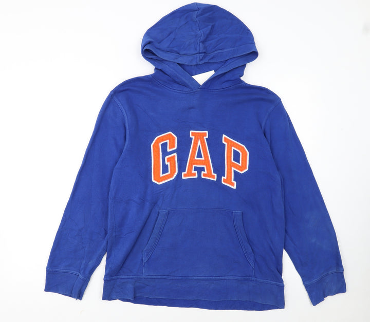 GAP Kids Boys Blue Pullover Hoodie Size 14-16 Cotton Blend Logo Sweatshirt