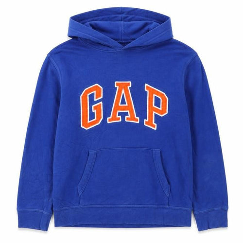 GAP Kids Boys Blue Pullover Hoodie Size 14-16 Cotton Blend Logo Sweatshirt