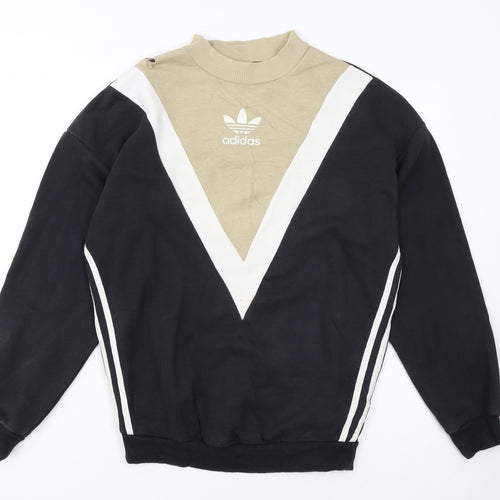 Adidas Women's Beige Retro Sweatshirt Size 8 Pullover Crew Logo