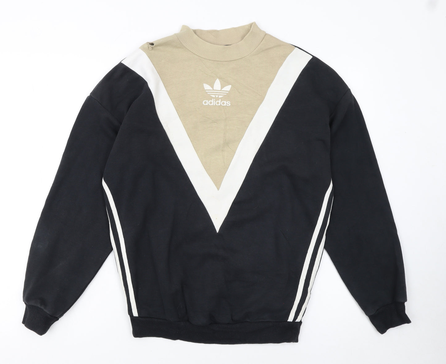 Adidas Women's Beige Retro Sweatshirt Size 8 Pullover Crew Logo