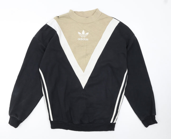 Adidas Women's Beige Retro Sweatshirt Size 8 Pullover Crew Logo