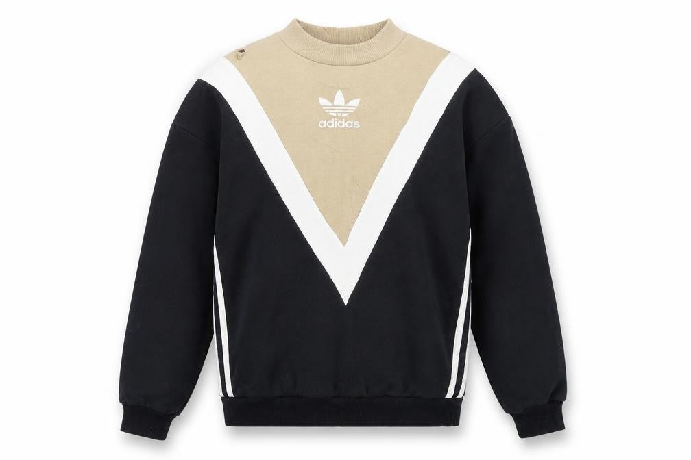 Front view of Adidas Women's Beige Retro Sweatshirt, size 8, Pullover Crew Logo