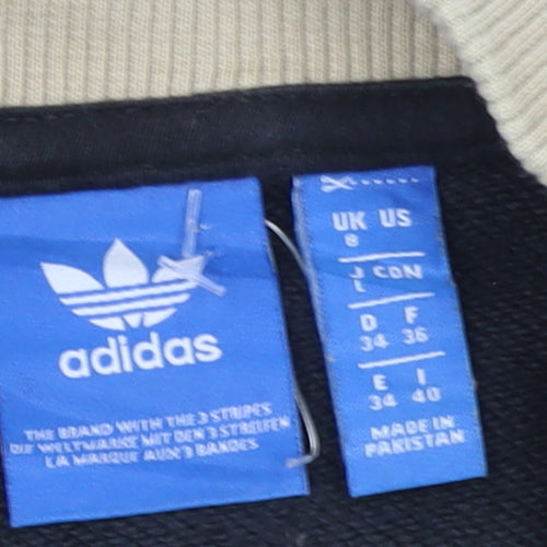 Adidas Women's Beige Retro Sweatshirt Size 8 Pullover Crew Logo