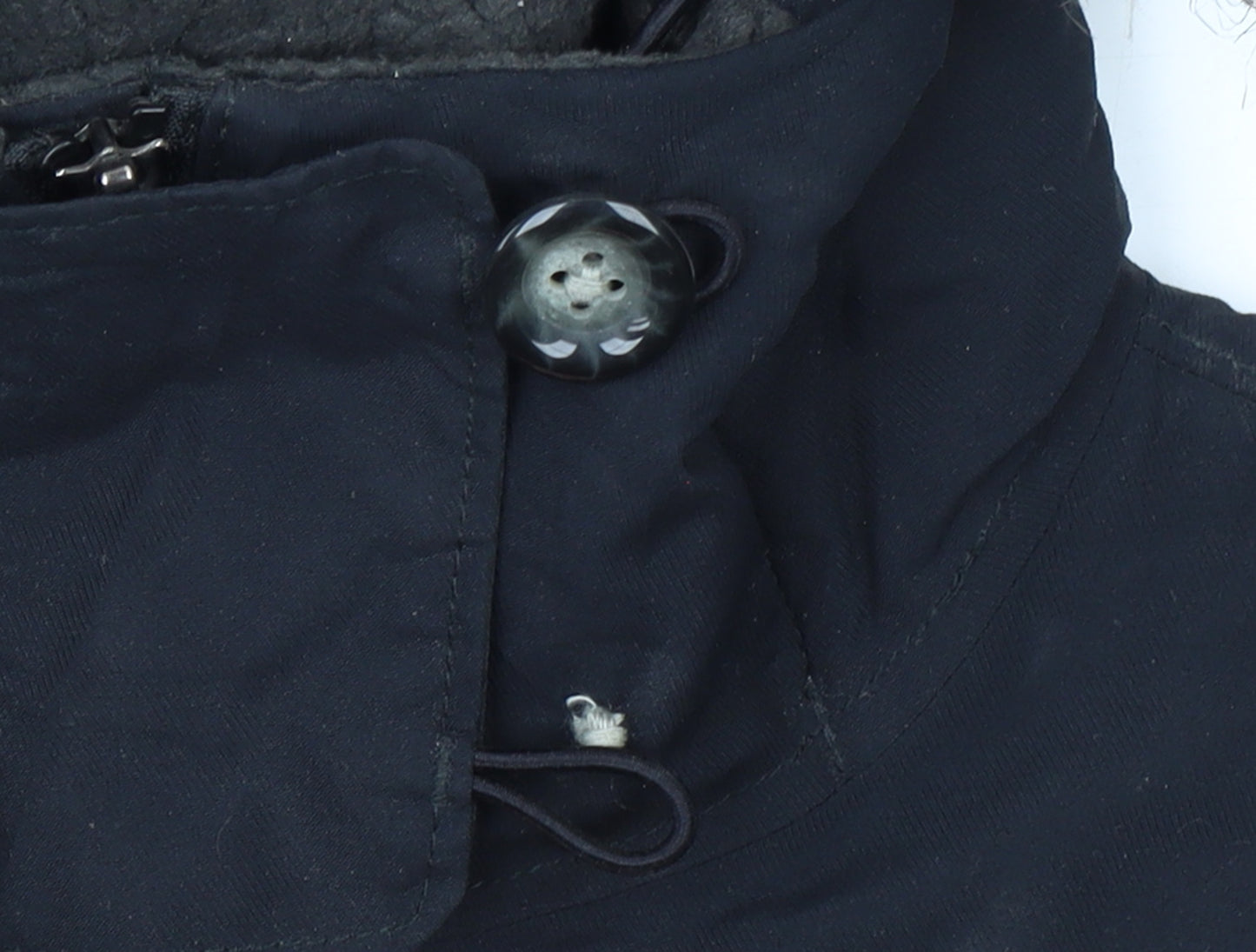 Columbia Womens Black Parka Jacket M Hooded Belted Winter Coat