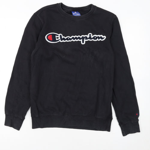 Champion Boys Black XL Pullover Sweatshirt Long Sleeve Logo Crew Neck