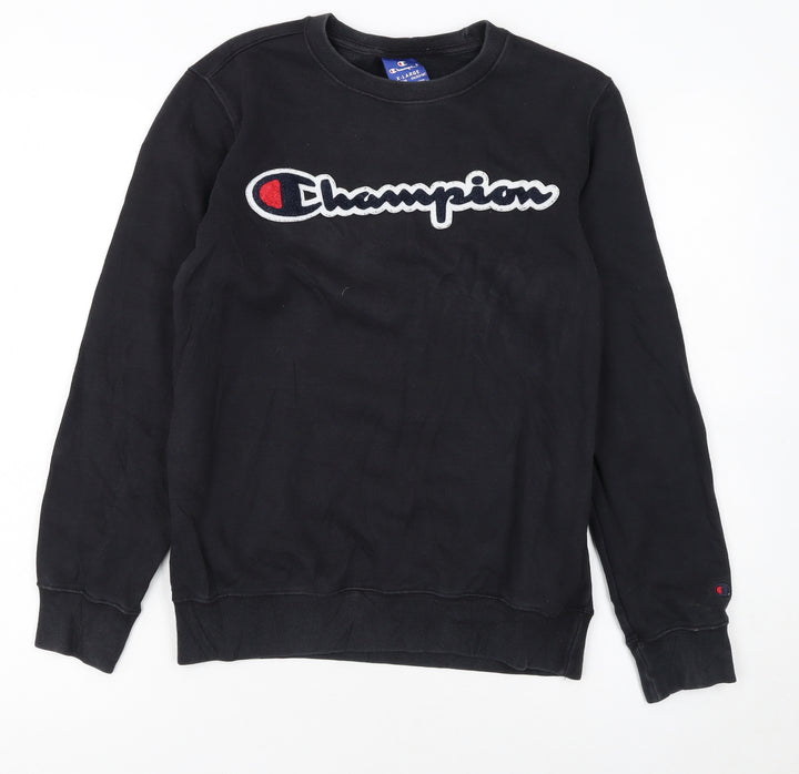 Champion Boys Black XL Pullover Sweatshirt Long Sleeve Logo Crew Neck