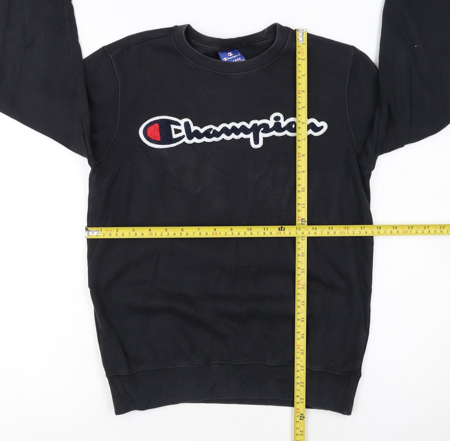 Champion Boys Black XL Pullover Sweatshirt Long Sleeve Logo Crew Neck