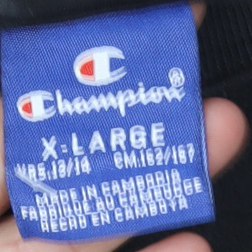 Champion Boys Black XL Pullover Sweatshirt Long Sleeve Logo Crew Neck