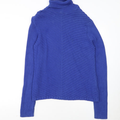 Tommy Hilfiger Women Blue Roll Neck Cotton Jumper XL
