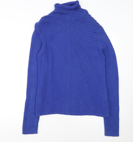 Tommy Hilfiger Women Blue Roll Neck Cotton Jumper XL