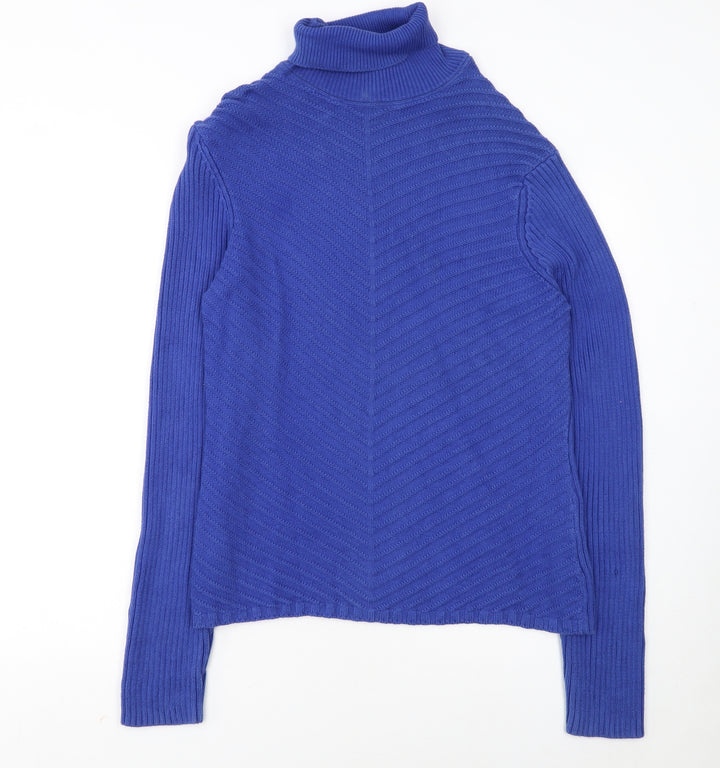 Tommy Hilfiger Women Blue Roll Neck Cotton Jumper XL