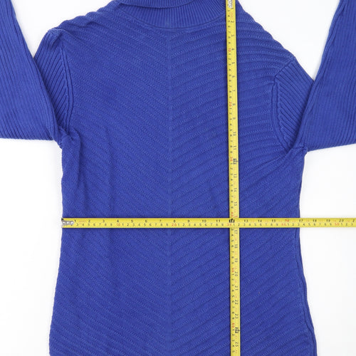 Tommy Hilfiger Women Blue Roll Neck Cotton Jumper XL