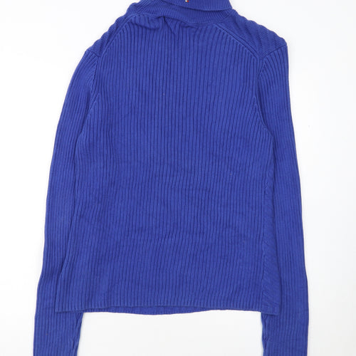 Tommy Hilfiger Women Blue Roll Neck Cotton Jumper XL