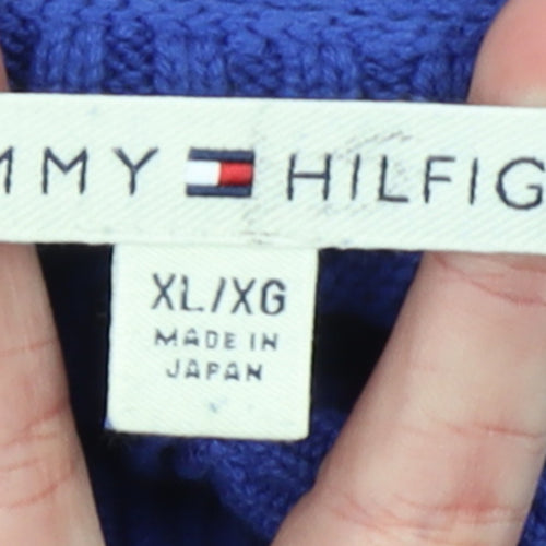 Tommy Hilfiger Women Blue Roll Neck Cotton Jumper XL