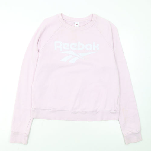 Reebok Womens Pink Crew Neck Pullover Sweatshirt Size M Casual Logo