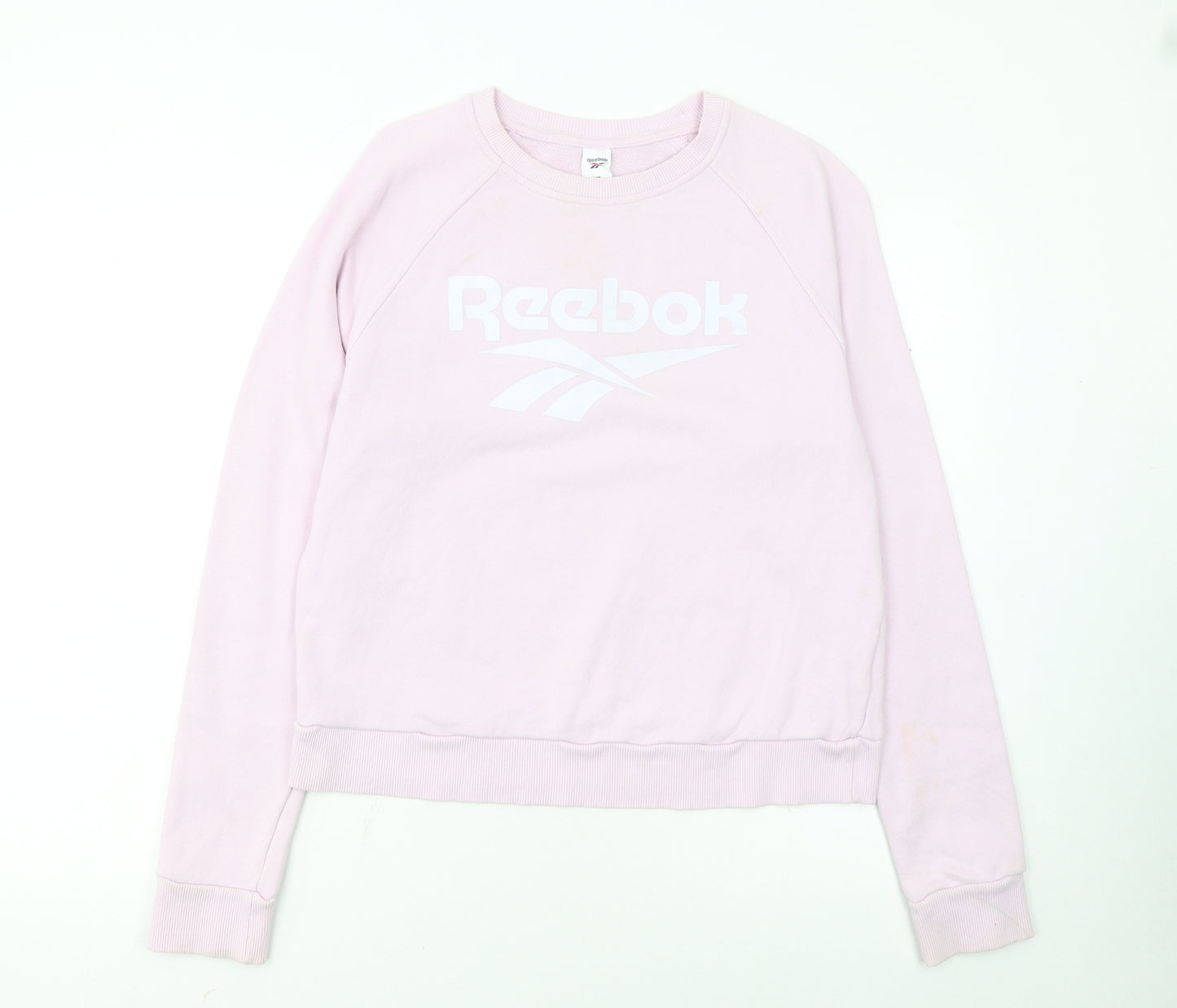 Reebok Womens Pink Crew Neck Pullover Sweatshirt Size M Casual Logo