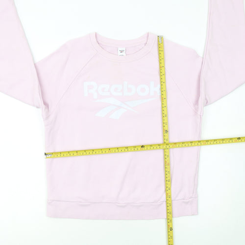 Reebok Womens Pink Crew Neck Pullover Sweatshirt Size M Casual Logo
