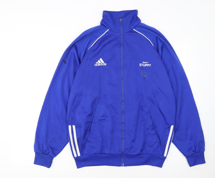 adidas Men Blue XL Track Jacket Full Zip Retro Sportswear