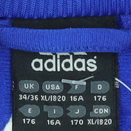 adidas Men Blue XL Track Jacket Full Zip Retro Sportswear