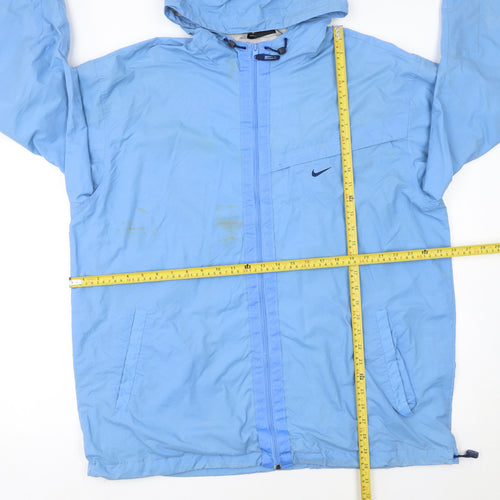 Nike Men's Blue Windbreaker Jacket L Hooded Lightweight