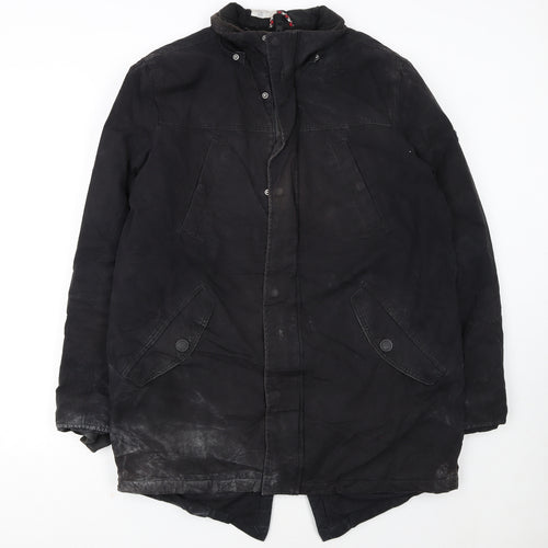 Tommy Hilfiger Men's Black Cotton Parka Coat Lined Size L