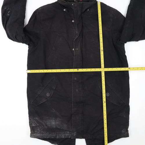 Tommy Hilfiger Men's Black Cotton Parka Coat Lined Size L