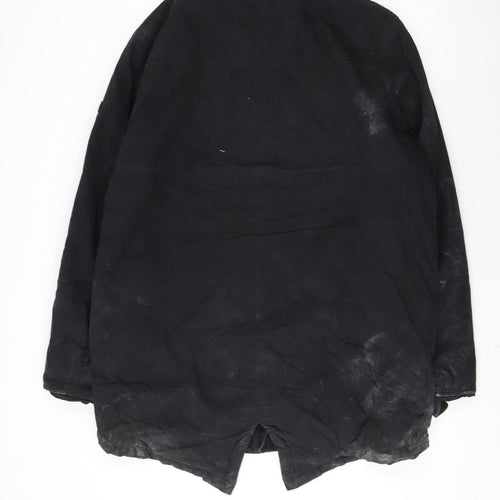 Tommy Hilfiger Men's Black Cotton Parka Coat Lined Size L